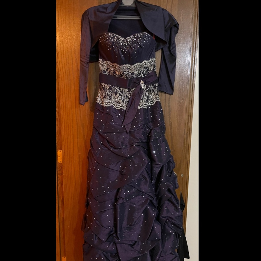 Dark purple and silver, vintage dress